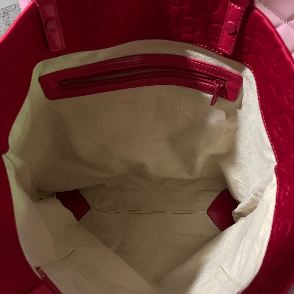 Michael Kors Red Embossed Neoprene Tote Bag - Picture 7 of 7